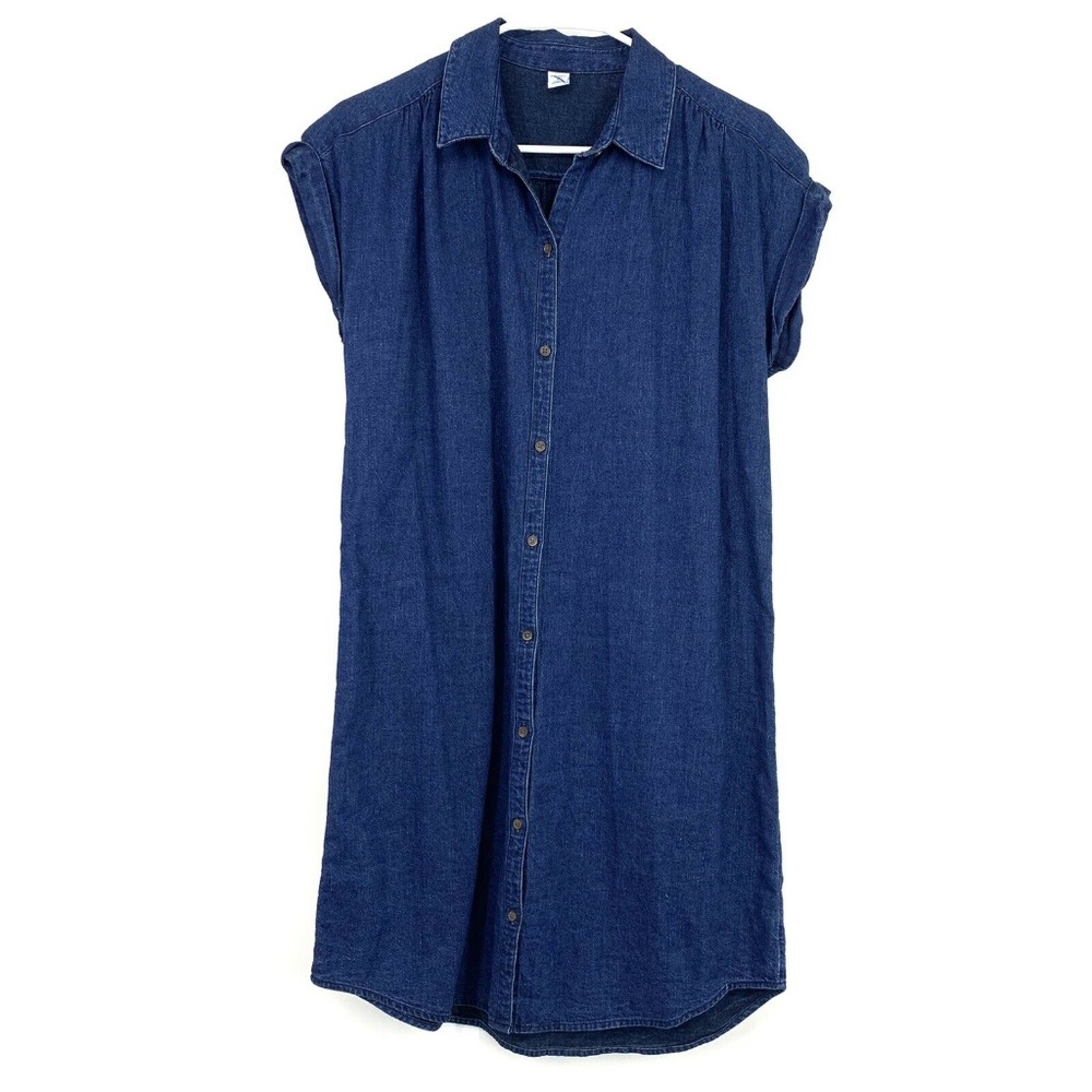 Old Navy Blue Chambray Denim Button Shirt Dress